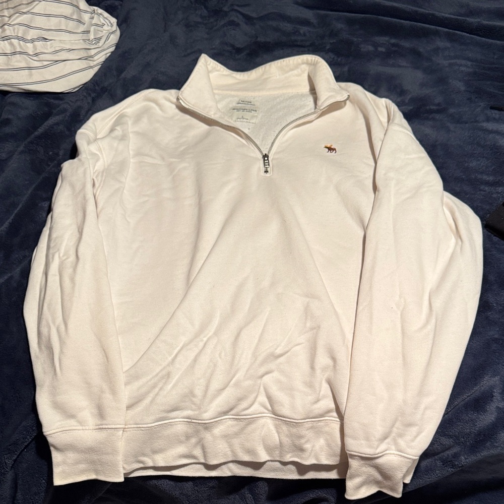 Abercrombie & Fitch Light crème  Half-Zip Sweater